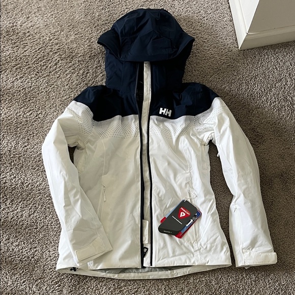 Helly Hansen Navy and White Hooded Jacket - Picture 1 of 8